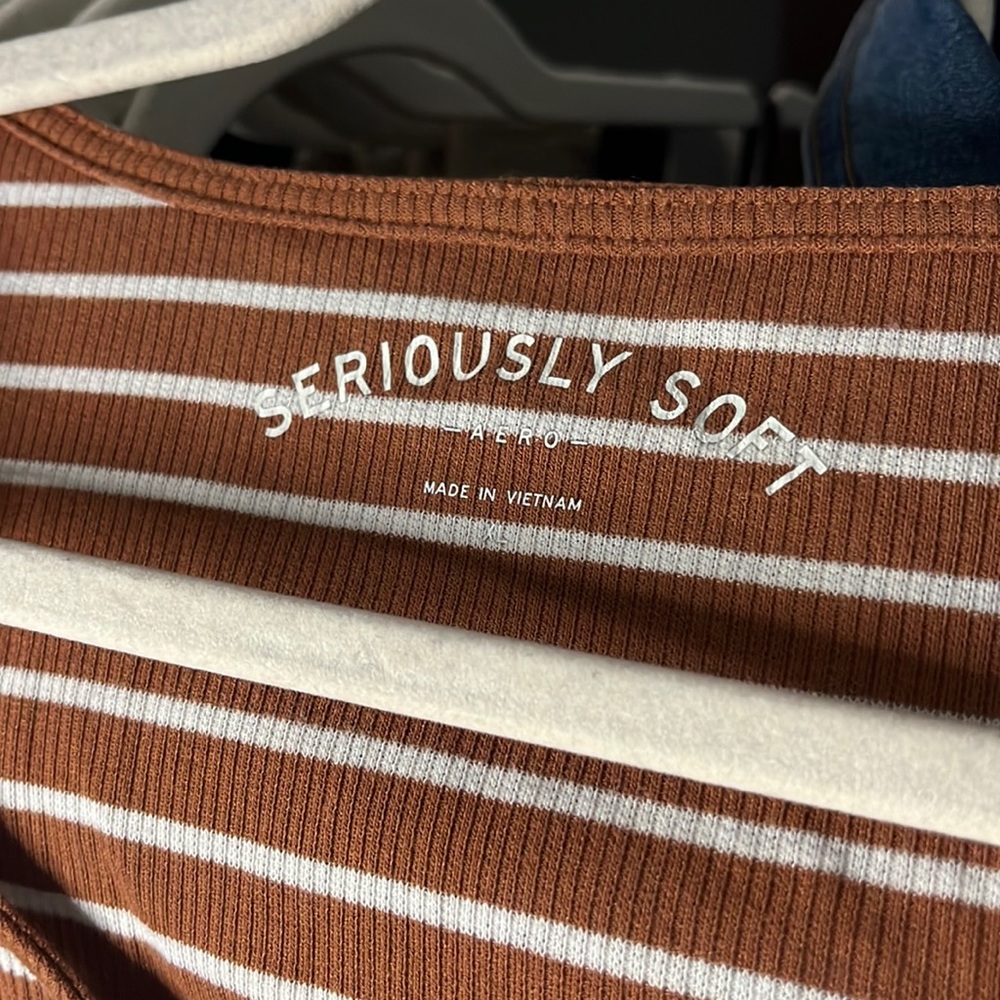Seriously Soft Aeropostale stripe quarter zip tee